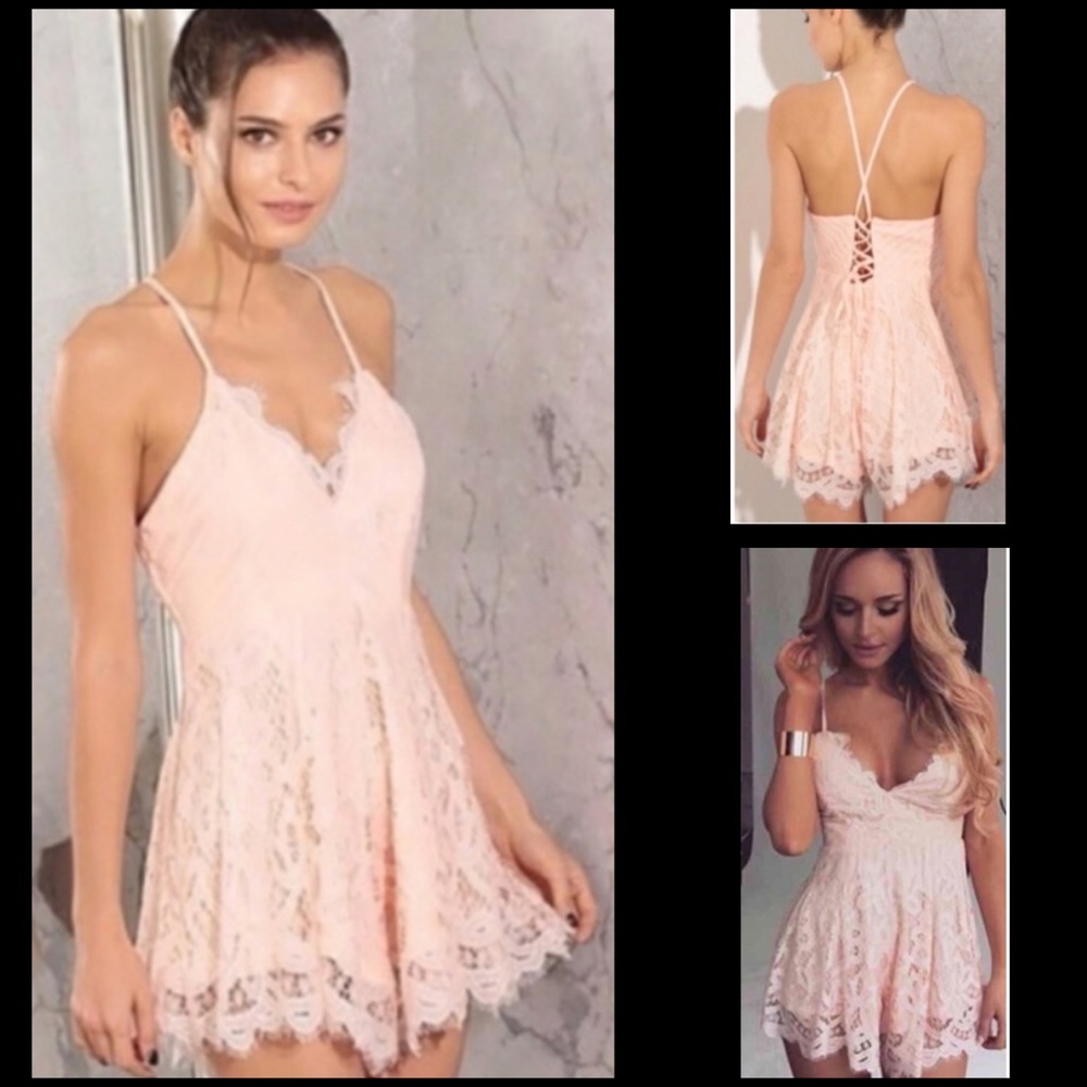 Personal Privilege Gorgeous Lace Pink Romper
